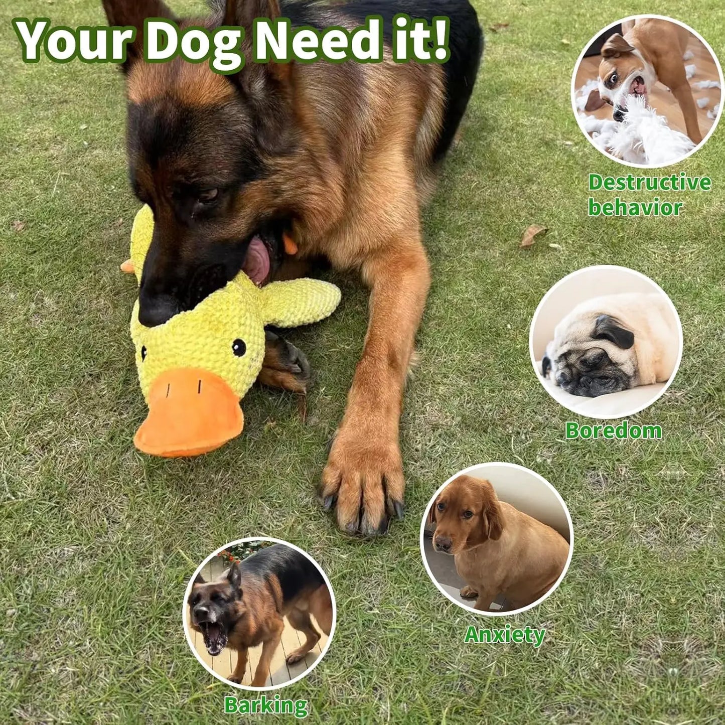 Duck Dog Toy Plush Squeaky Chew Toy Durable Teeth Grinding Puppy Toy