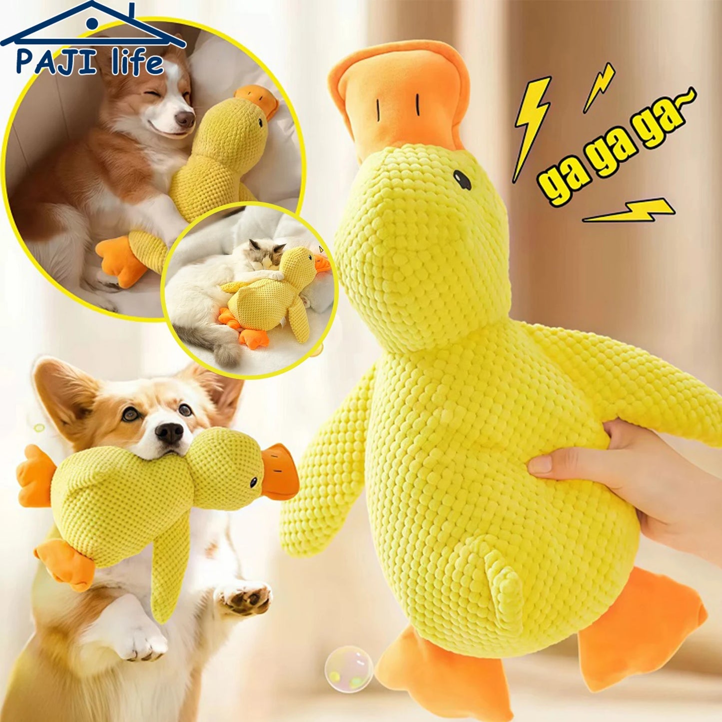 Duck Dog Toy Plush Squeaky Chew Toy Durable Teeth Grinding Puppy Toy