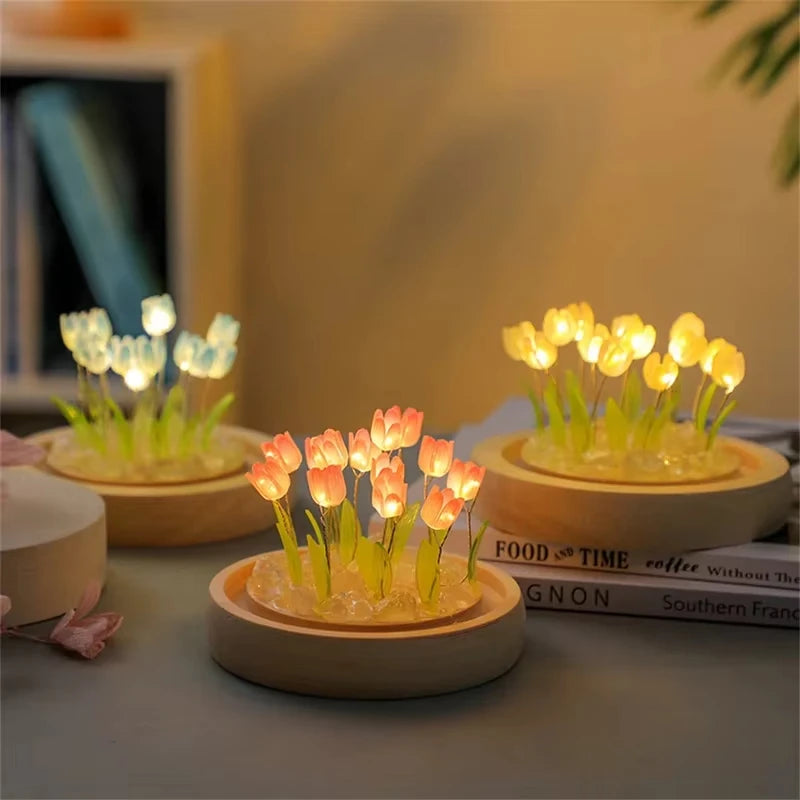 Handmade Tulip LED Night Light – DIY Bedside Lamp & Gift Decor