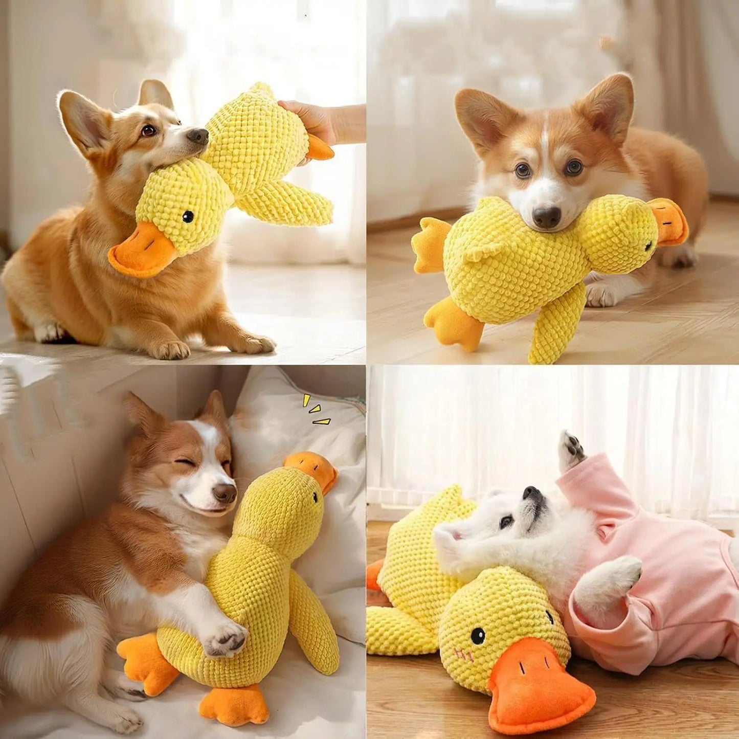 Duck Dog Toy Plush Squeaky Chew Toy Durable Teeth Grinding Puppy Toy
