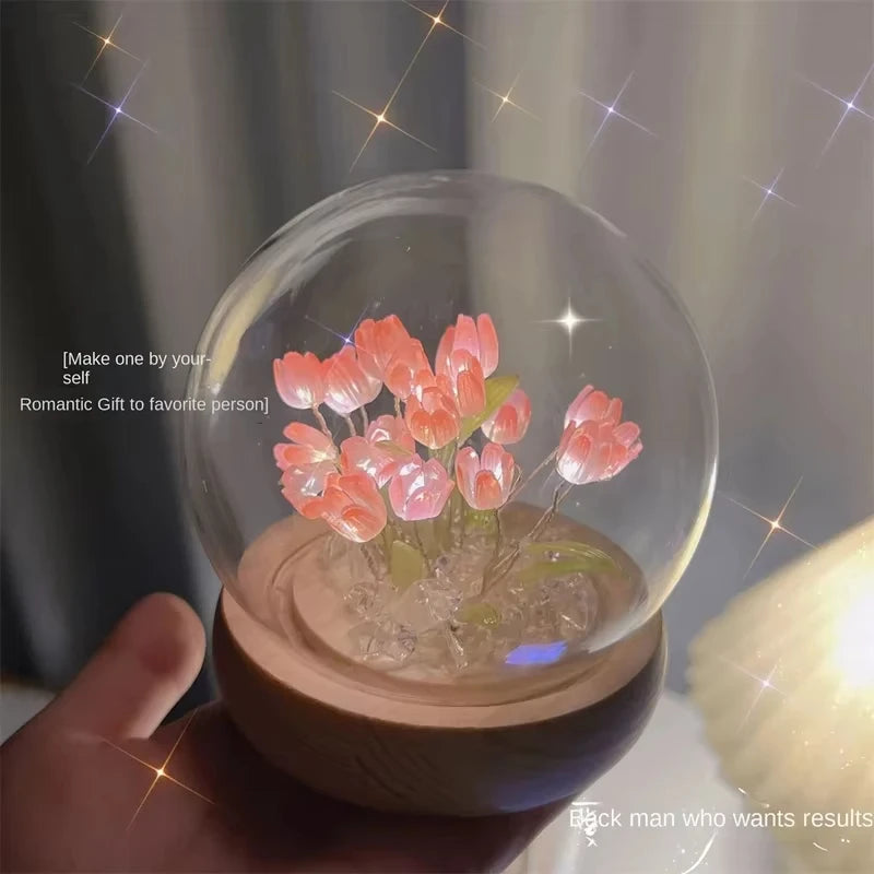 Handmade Tulip LED Night Light – DIY Bedside Lamp & Gift Decor