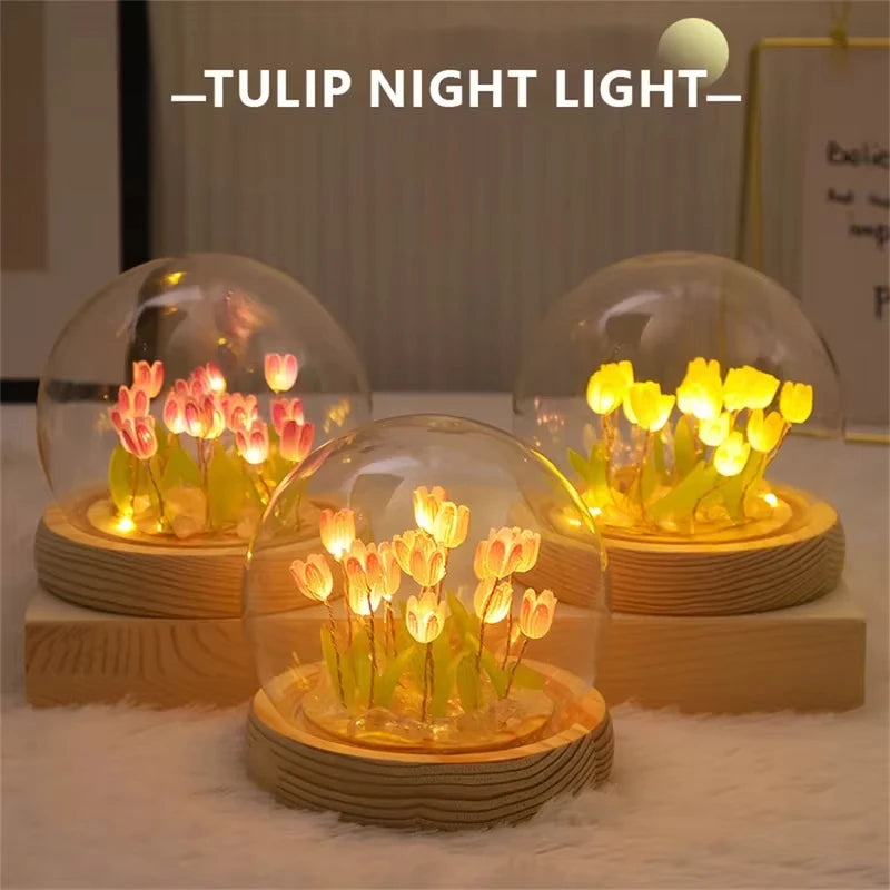 Handmade Tulip LED Night Light – DIY Bedside Lamp & Gift Decor
