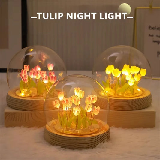 Handmade Tulip LED Night Light – DIY Bedside Lamp & Gift Decor