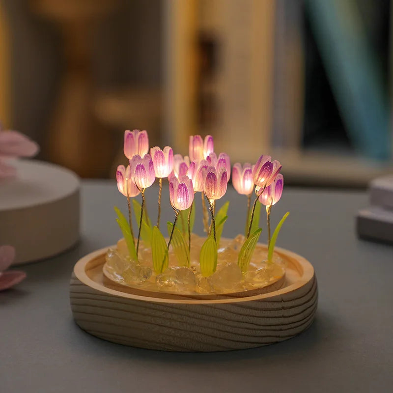 Handmade Tulip LED Night Light – DIY Bedside Lamp & Gift Decor