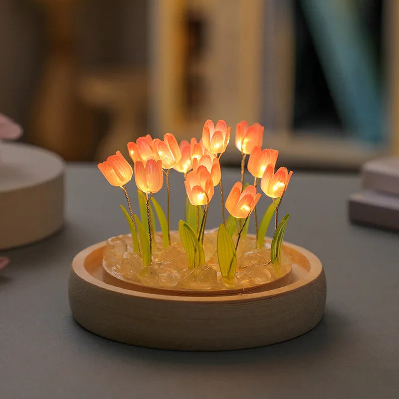 Handmade Tulip LED Night Light – DIY Bedside Lamp & Gift Decor