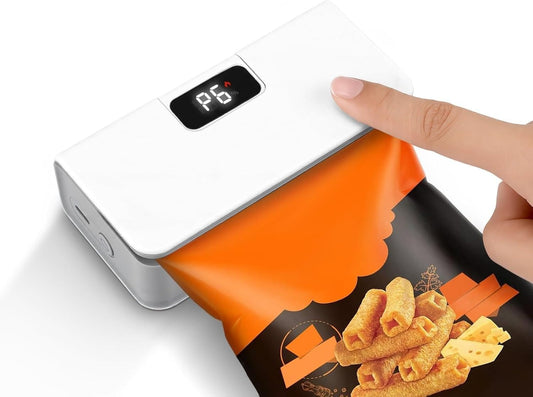 Mini Rechargeable Bag Sealer with LED Display, Cutter & 6 Heat Settings